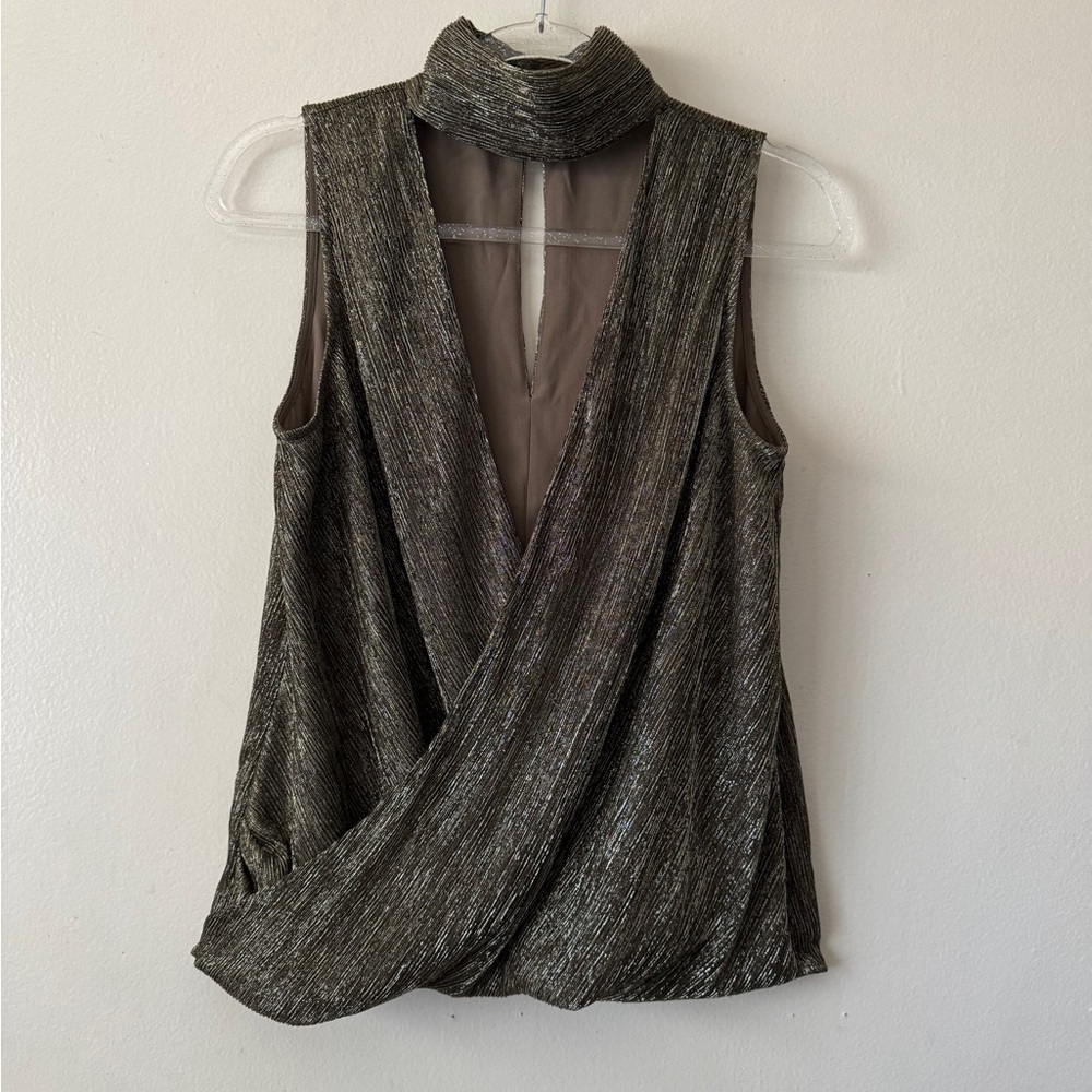 Bailey 44 brown Wrap Cut Out Blouse